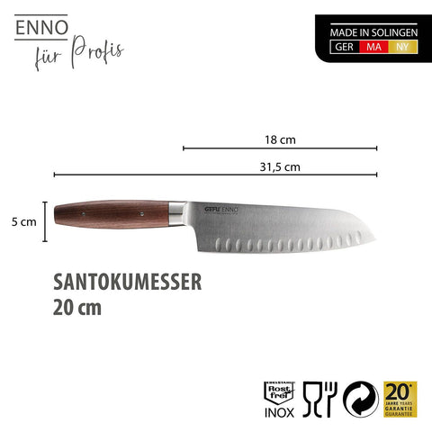 Gefu Santoku knife ENNO, 18 cm, scalloped edge