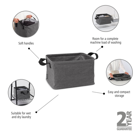 Brabantia Foldable Laundry Basket 35 Litre – Pepper Black