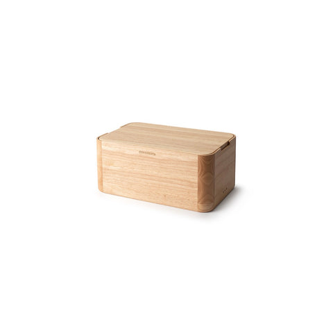 Continenta Rubber Tree Wood Bread Box with Cutting Board Lid