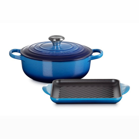 Le Creuset Set Cast Iron Pot & Grill 24 cm Blue