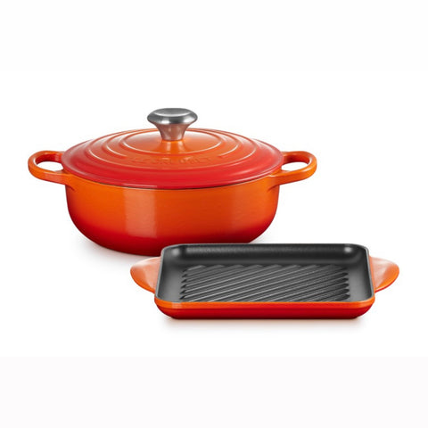 Le Creuset Set Cast Iron Pot & Grill 24 cm Volcanic