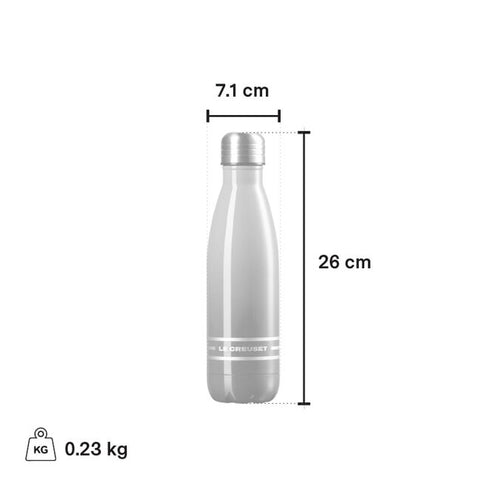 Le Creuset Stainless Steel Hydration Water Bottle 0.5L White