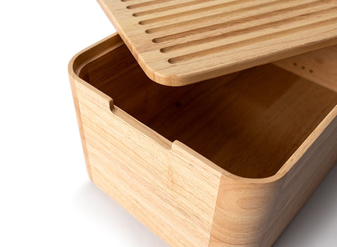 Continenta Rubber Tree Wood Bread Box with Cutting Board Lid