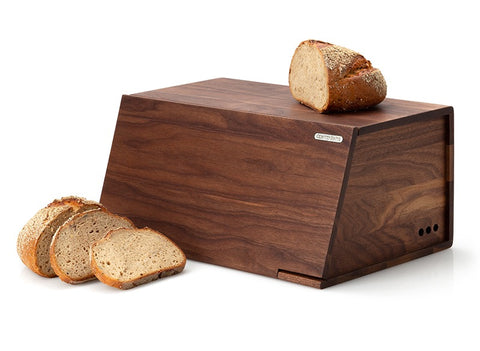 Continenta Walnut Wood Bread Box with Cutting Board Lid