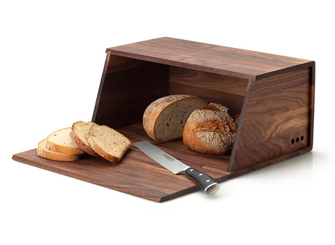Continenta Walnut Wood Bread Box with Cutting Board Lid