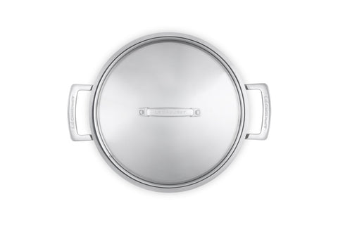 3-Ply Stainless Steel Shallow Casserole with Lid - Le Creuset 24 cm, 2.3L