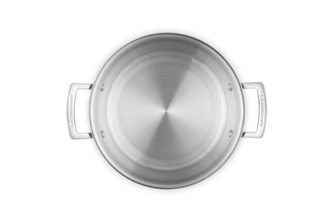 3-Ply Stainless Steel Shallow Casserole with Lid - Le Creuset 24 cm, 2.3L