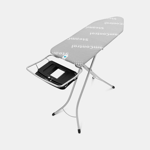 Brabantia Ironing Board C – 124 x 45 cm, for Steam Generator, SteamControl – Aqua Bowl