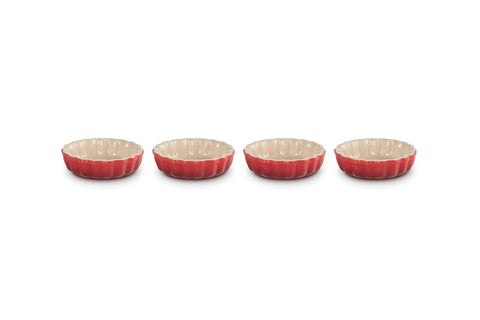 Le Creuset Set of 4 Mini-Tart Dishes 11 cm Cerise