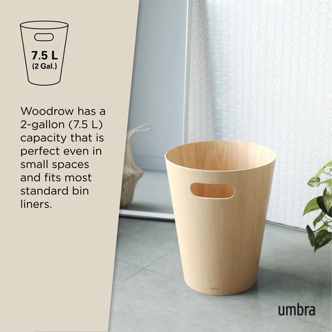 Umbra Woodrow Waste Bin Natural