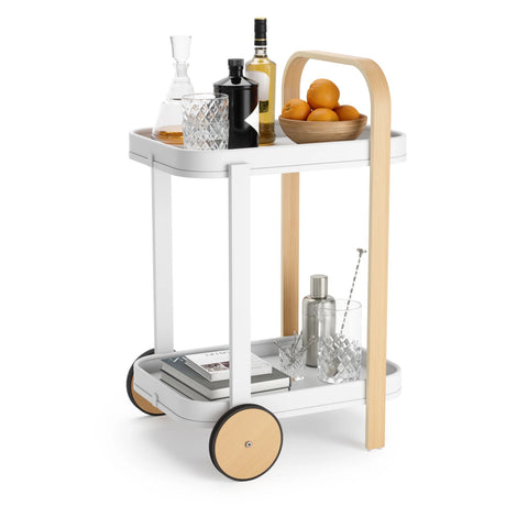 Umbra Bellwood Bar & Storage Cart White-Natural