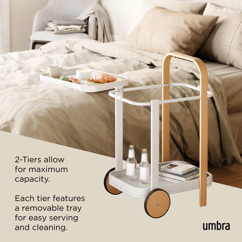 Umbra Bellwood Bar & Storage Cart White-Natural
