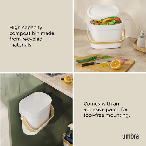 Umbra Bellwood Compost Bin White-Natural