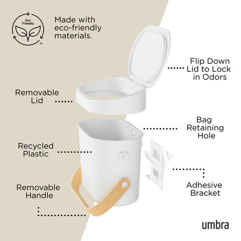 Umbra Bellwood Compost Bin White-Natural