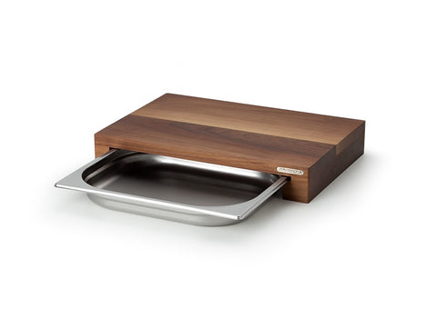 Continenta Walnut Cutting Board with Stainless Steel Drawer 48x32.5x6cm