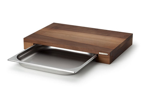 Continenta Walnut Cutting Board with Stainless Steel Drawer 48x32.5x6cm