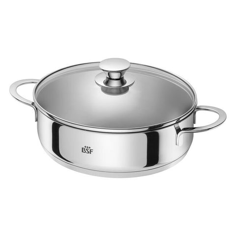 BSF Bordeaux Stainless Steel Pan with Glass Lid 28 cm