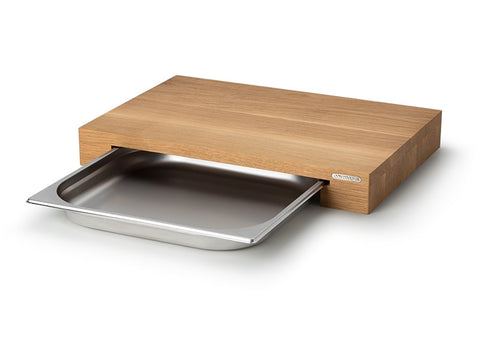 Continenta Oak Cutting Board with Stainless Steel Drawer 39 × 27 × 6 cm