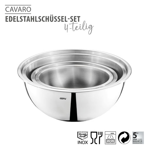 Gefu Set of Stainless Steel Bowls CAVARO, 4-piece