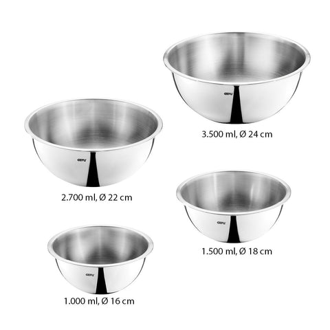 Gefu Set of Stainless Steel Bowls CAVARO, 4-piece