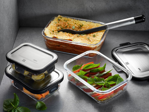 Gefu Food Storage Container Set MILO, 3 pieces, rectangular (Freshness control and stock checks via app)