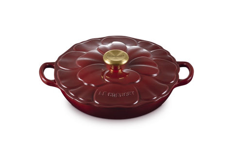 Le Creuset Cast Iron Petal Shallow Casserole Garnet 26cm / 2.2 L