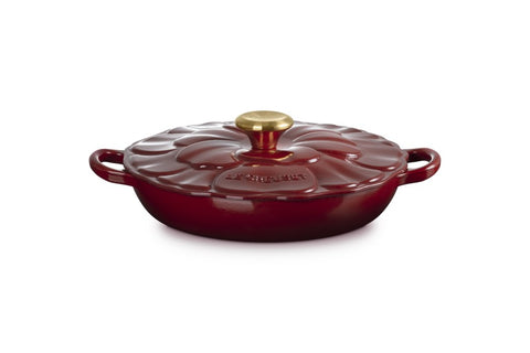 Le Creuset Cast Iron Petal Shallow Casserole Garnet 26cm / 2.2 L