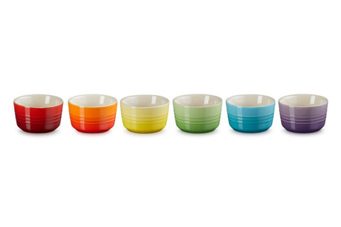 Le Creuset Stoneware Rainbow Set of 6 Mini Ramekins 0.1 L