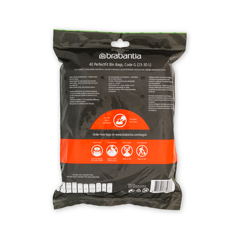 Brabantia PerfectFit Bin Bags, Code G, 23-30L, Pack of 40