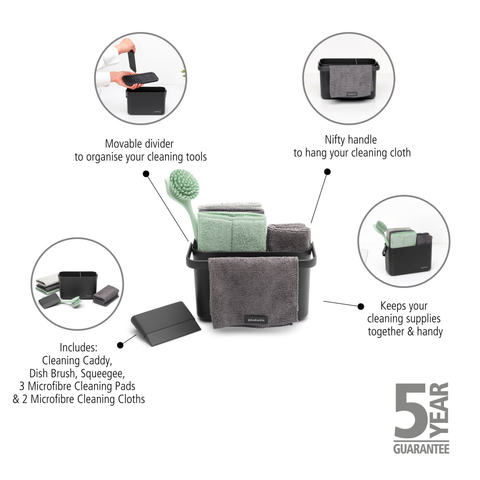 Brabantia SinkSide Cleaning Set, 8 Pieces - Dark Grey