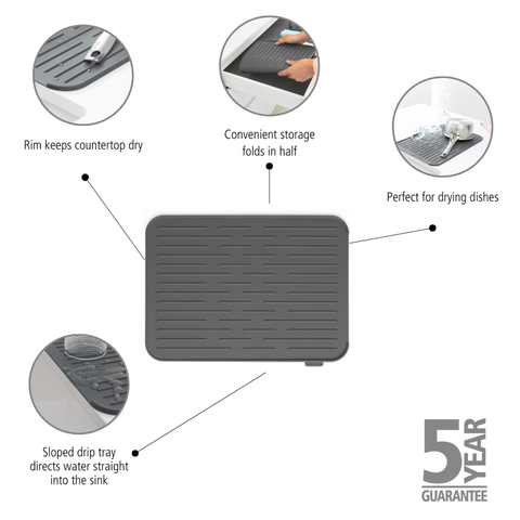 Brabantia SinkSide Silicone Dish Drying Mat - Dark Grey