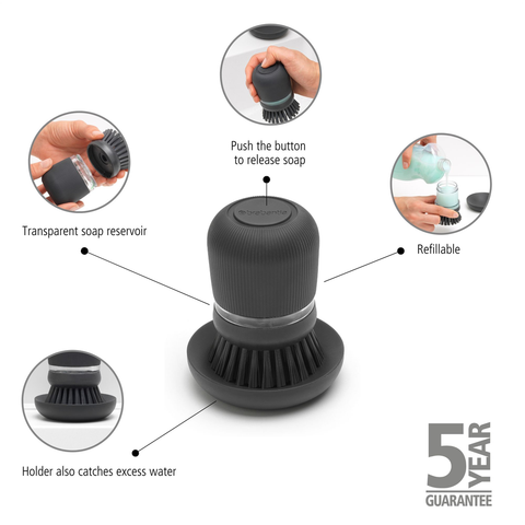 Brabantia Soap Dispensing Dish Brush Dark Grey