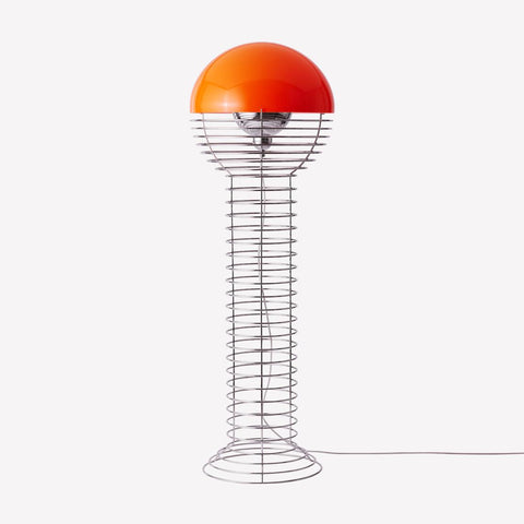 VERPAN Verner Panton Wire Floor Lamp Ø40 with Orange Shade