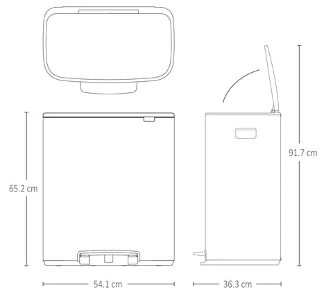 Brabantia Bo Pedal Bin, 60 L - Matt Black